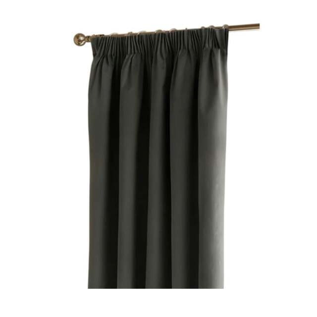 Rackhams Ultimate Velvet Pencil Pleat Curtains - Charcoal - 168cm x 229cm - Charcoal - 100% Polyester - image 1