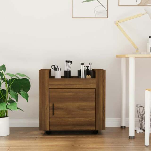 Rackhams Desk Trolley Brown Oak 60x45x60 cm Engineered Wood