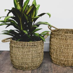 Rackhams Seagrass Lined Basket Natural Set of 2 - thumbnail 3