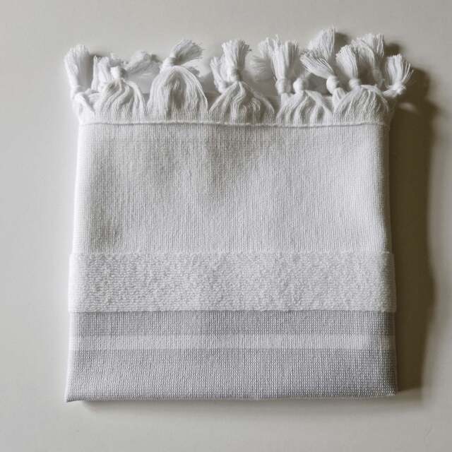 Rackhams Luna Cotton Hammam Hand Towel - Grey on White - image 1
