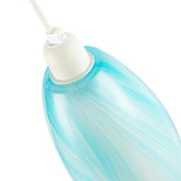 Rackhams Modern Sky Blue Marble Stripe Effect Glass Cylindrical Pendant Shade - thumbnail 3
