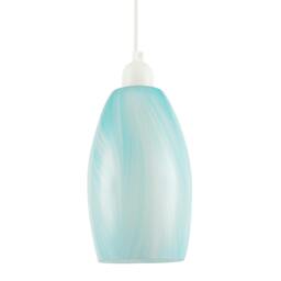 Rackhams Modern Sky Blue Marble Stripe Effect Glass Cylindrical Pendant Shade