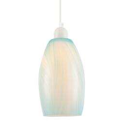 Rackhams Modern Sky Blue Marble Stripe Effect Glass Cylindrical Pendant Shade - thumbnail 2