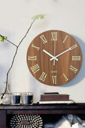 Rackhams 12-Inch Modern Luminous Wood Silent Wall Clock - Brown - thumbnail 5