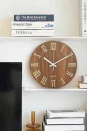 Rackhams 12-Inch Modern Luminous Wood Silent Wall Clock - Brown - thumbnail 6