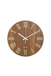 Rackhams 12-Inch Modern Luminous Wood Silent Wall Clock - Brown - thumbnail 2