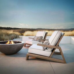 Rackhams Chandler Oak Lounge Chair And Ottoman, Outdoor Armchair - Two Seater Sofa