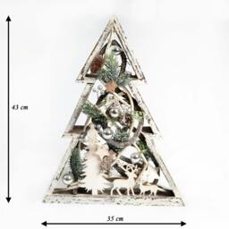 Rackhams 43cm Christmas Tree Wooden LED Frame Centrepiece Decoration with Warm White Lights - 43CM - Warm white - Artificial Christmas tree - thumbnail 3