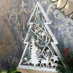 Rackhams 43cm Christmas Tree Wooden LED Frame Centrepiece Decoration with Warm White Lights - 43CM - Warm white - Artificial Christmas tree - thumbnail 5