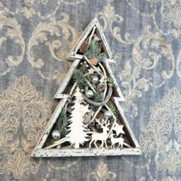 Rackhams 43cm Christmas Tree Wooden LED Frame Centrepiece Decoration with Warm White Lights - 43CM - Warm white - Artificial Christmas tree - thumbnail 6