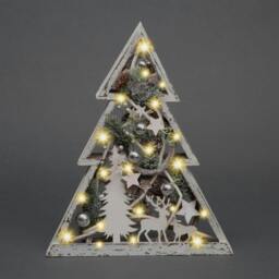 Rackhams 43cm Christmas Tree Wooden LED Frame Centrepiece Decoration with Warm White Lights - 43CM - Warm white - Artificial Christmas tree - thumbnail 4