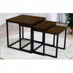 Rackhams 3 Nest Of Tables Dark Wood - thumbnail 2