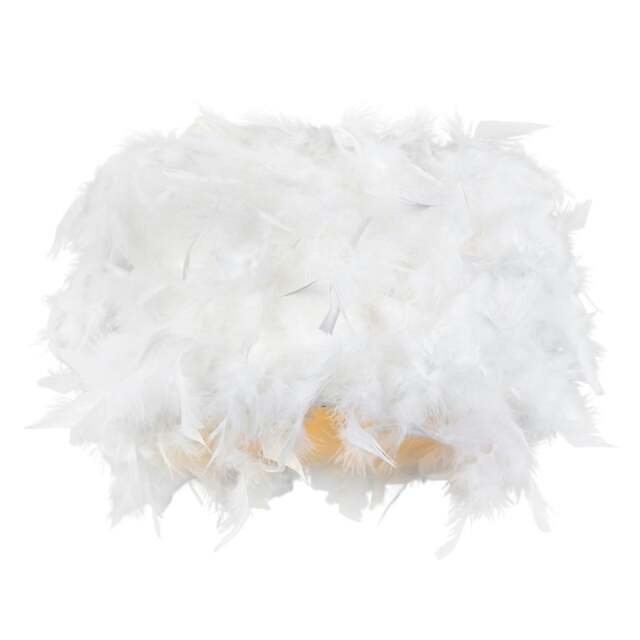 Rackhams Modern Designer Real White Feather Drum Lamp Shade with Inner Cotton Lining - image 1