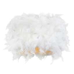 Rackhams Modern Designer Real White Feather Drum Lamp Shade with Inner Cotton Lining - thumbnail 1