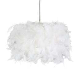 Rackhams Modern Designer Real White Feather Drum Lamp Shade with Inner Cotton Lining - thumbnail 3