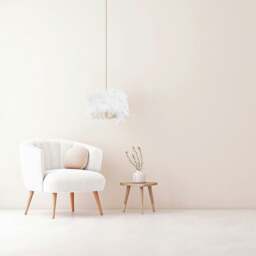 Rackhams Modern Designer Real White Feather Drum Lamp Shade with Inner Cotton Lining - thumbnail 5