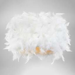 Rackhams Modern Designer Real White Feather Drum Lamp Shade with Inner Cotton Lining - thumbnail 4