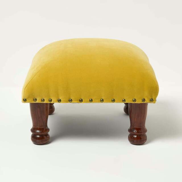 Rackhams Mable Velvet Square & Rectangular Footstool - Yellow - 40 x 40 cm - image 1