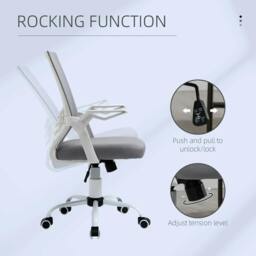 Rackhams Office Chair with Flip-up Armrest, Mid Back Desk Chair with Mesh Back, Lumbar Support, Adjustable Height, Swivel Wheels for Home, Grey - thumbnail 5