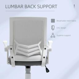 Rackhams Office Chair with Flip-up Armrest, Mid Back Desk Chair with Mesh Back, Lumbar Support, Adjustable Height, Swivel Wheels for Home, Grey - thumbnail 6