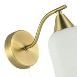Rackhams Traditional Switched Downlight Wall Light in Antique Brass with Opal Glass Shade - thumbnail 3