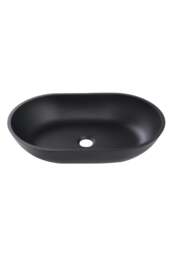 Rackhams Oval Black Ceramic Vessel Bathroom Sink Drain Set - Black - thumbnail 4