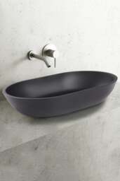 Rackhams Oval Black Ceramic Vessel Bathroom Sink Drain Set - Black - thumbnail 2