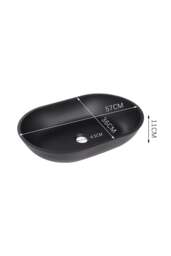 Rackhams Oval Black Ceramic Vessel Bathroom Sink Drain Set - Black - thumbnail 6
