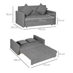 Rackhams Snow Flannel Two-Seater Sofa Bed, with Storage - Grey - thumbnail 3