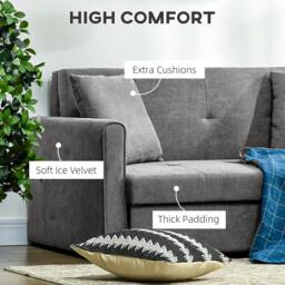 Rackhams Snow Flannel Two-Seater Sofa Bed, with Storage - Grey - thumbnail 5