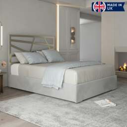 Rackhams Arabella Upholstered Soft Velvet Metal Bed Frame - Grey - Grey - Small double - thumbnail 5