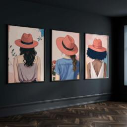 Rackhams Boho Artwork - Set of 3 Boho Women Wall art Prints - 20 x 30 in / 50 x 76 cm - Matte Museum Quality Art Paper 290 gsm - Black Frame - thumbnail 5