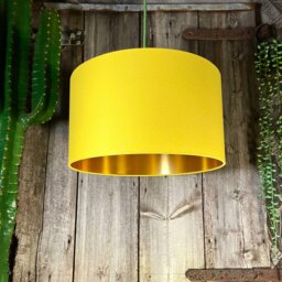 "Rackhams Banana Yellow Cotton Lampshade With Gold Lining - 30cm Diameter x 20cm Height / (12"" x 8"")"