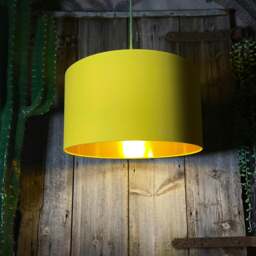 "Rackhams Banana Yellow Cotton Lampshade With Gold Lining - 30cm Diameter x 20cm Height / (12"" x 8"")" - thumbnail 2
