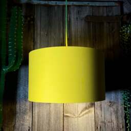 "Rackhams Banana Yellow Cotton Lampshade With Gold Lining - 30cm Diameter x 20cm Height / (12"" x 8"")" - thumbnail 3