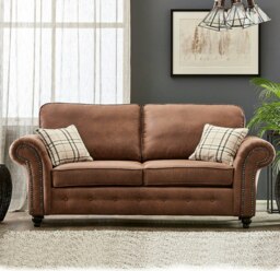 Rackhams Oakland Chesterfield Leather Sofa Suite 3 + 2 - Tan - thumbnail 3