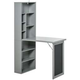 Rackhams Folding Convertible Desk with Blackboard Multi-function Computer Office Workstation Side Shelf for Home Office, Grey - thumbnail 1