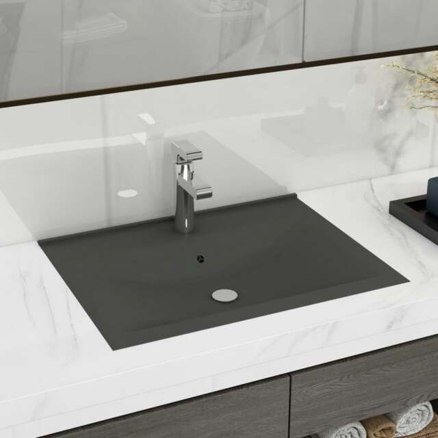 Rackhams Luxury Basin with Faucet Hole Matt Dark Grey 60x46 cm Ceramic