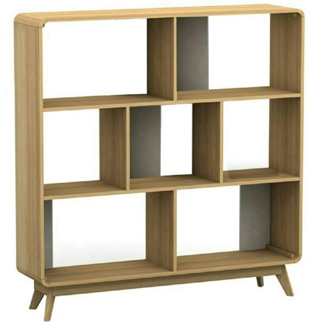 Rackhams Cassie Display Unit Oak/White 122x29x126 cm - White - image 1