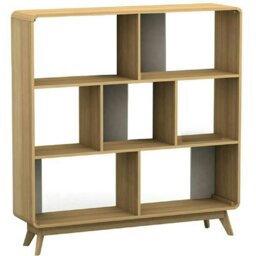 Rackhams Cassie Display Unit Oak/White 122x29x126 cm - White - thumbnail 1