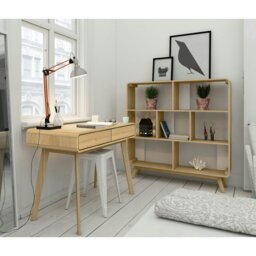 Rackhams Cassie Display Unit Oak/White 122x29x126 cm - White - thumbnail 3