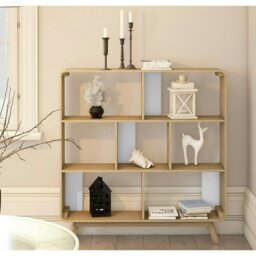 Rackhams Cassie Display Unit Oak/White 122x29x126 cm - White - thumbnail 2