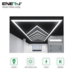 Rackhams 432W Designer LED Ceiling Light with Frame, 8 Arrow Grid with Border, Commercial Interior Lighting - thumbnail 2