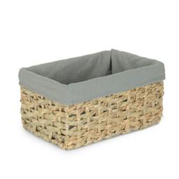 Rackhams Thatch Grass Woven Storage Basket with Grey Cotton Lining - Medium - thumbnail 1