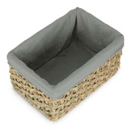 Rackhams Thatch Grass Woven Storage Basket with Grey Cotton Lining - Medium - thumbnail 4
