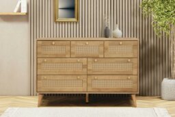 Rackhams Manila Rattan 7 Drawer Chest of Drawers - Oak and PVC Rattan - thumbnail 1