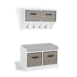 Rackhams Tetbury Hallway Set with Storage Baskets, Coat Hooks and Cushion Seat - Dove Grey, Grey - thumbnail 5