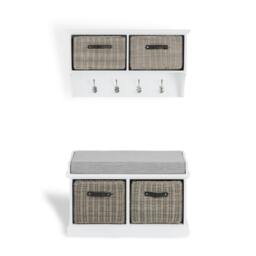 Rackhams Tetbury Hallway Set with Storage Baskets, Coat Hooks and Cushion Seat - Dove Grey, Grey - thumbnail 4