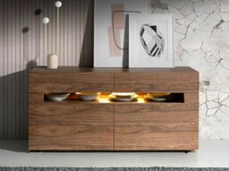 Rackhams Sideboard Walnut and Polished Steel With Interior Lighting 7076 - thumbnail 3