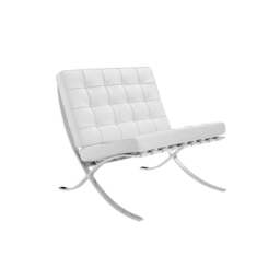 Rackhams Barcelona Chair And Ottoman, White Leather - PU Leather - thumbnail 4